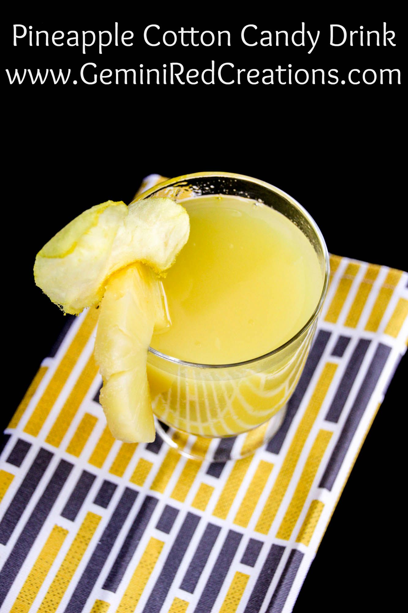 Pineapple Cotton Candy Drink {recipe} www.GeminiRedCreations.com