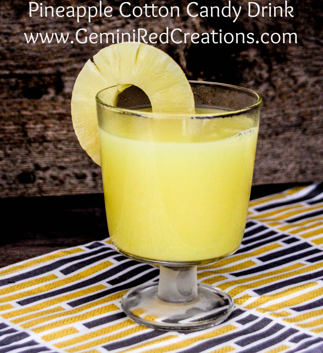 Pineapple Cotton Candy Drink {recipe} www.GeminiRedCreations.com