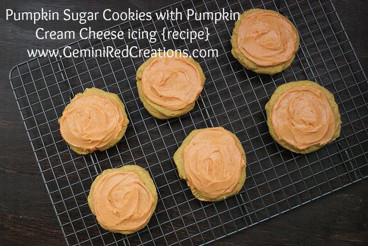Pumpkin Sugar Cookies with Pumpkin Cream Cheese icing {recipe}