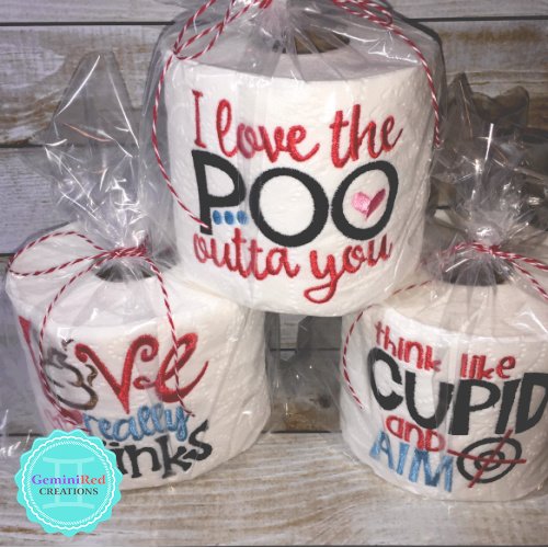 Embroidered Toilet Paper {Valentine's Day}