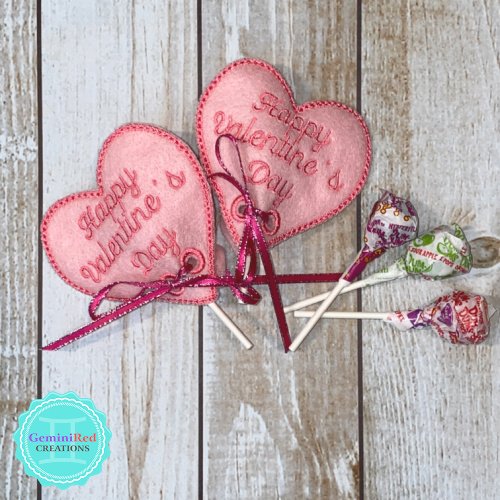 Valentine Hearts Embroidered Lollipop Covers