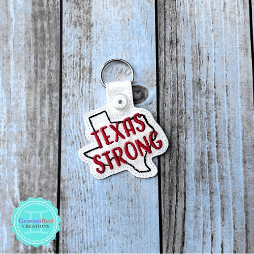 Texas Strong Embroidered Vinyl Key Fob