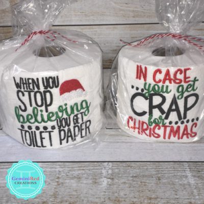 Embroidered Toilet Paper {Christmas}