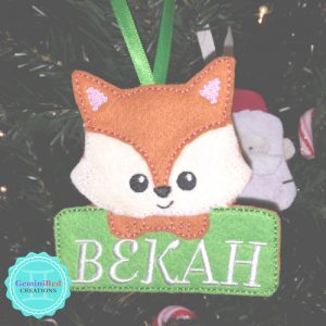 Fox Personalized Embroidered Ornament