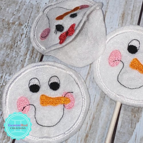 Snow People Embroidered Lollipop Covers