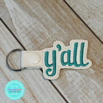 Y'all Embroidered Vinyl Key Fob