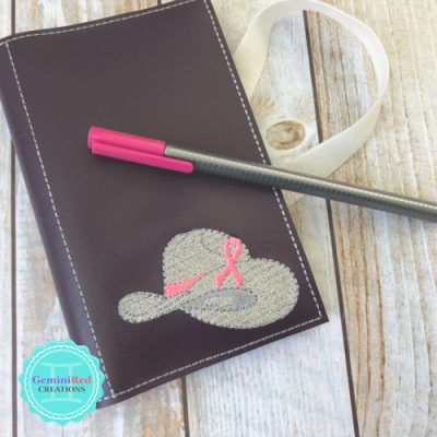 Notebook Cover Pink Ribbon Cowboy Hat