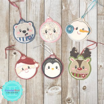Cozy Christmas Embroidered Ornaments