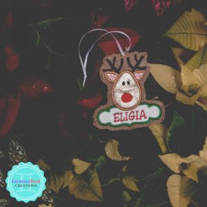 Reindeer Personalized Embroidered Ornament