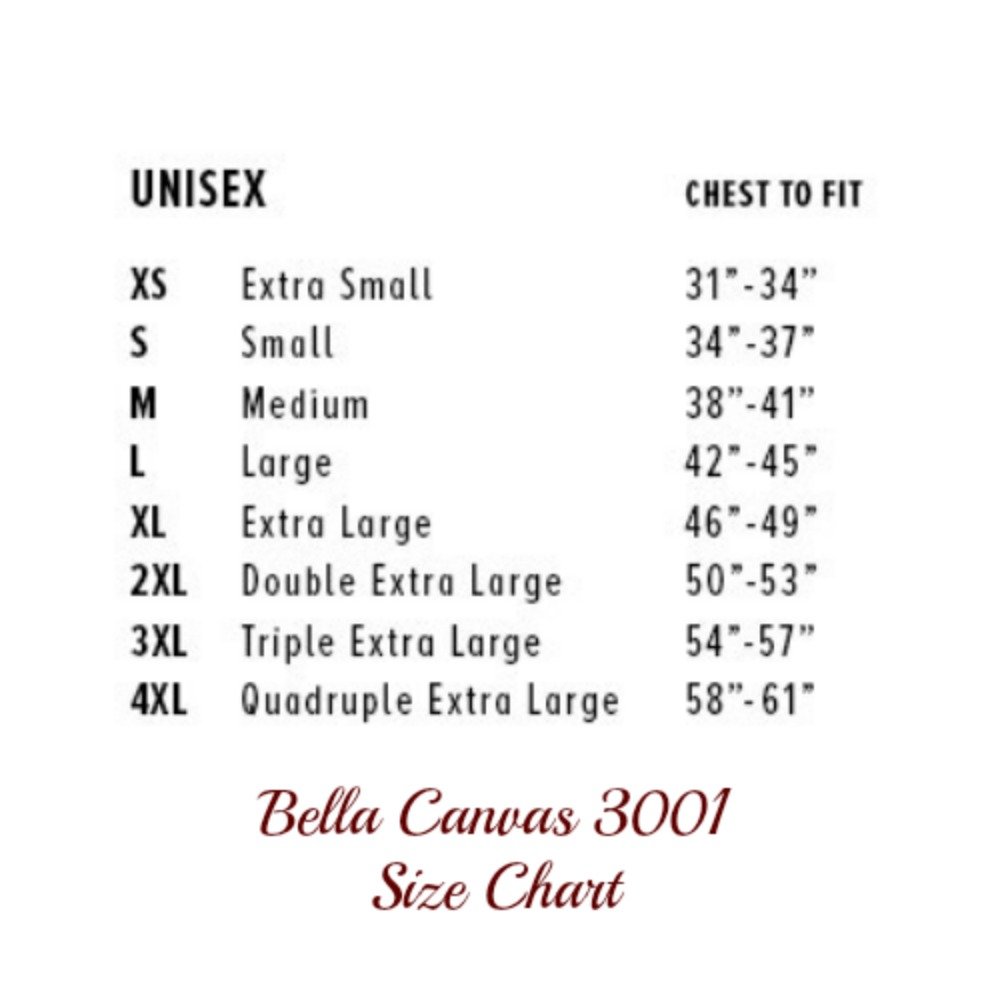 Bella And Canvas 3001 Size Chart