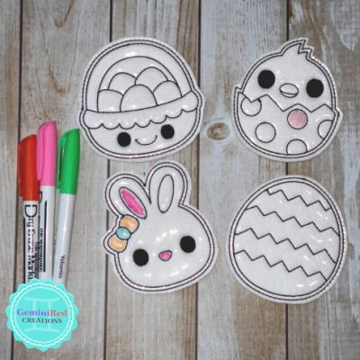 Coloring Flat Doodle Dolls - Easter Egg Hunt