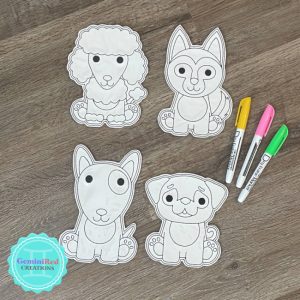 Coloring Flat Doodle Dolls - Dogs {Set 1}