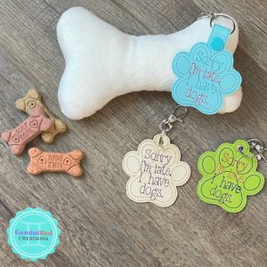 Sorry I’m Late/Dogs Embroidered Key Fob