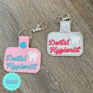 Dental Hygienist Embroidered Key Fob