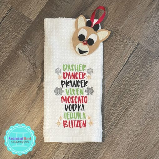 Dasher Dancer Moscato Vodka Decorative Towel